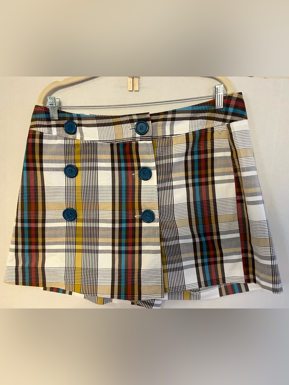 Ashley Stewart Women's 14W - Plaid Skort, Blue, Red, Yellow, Browns